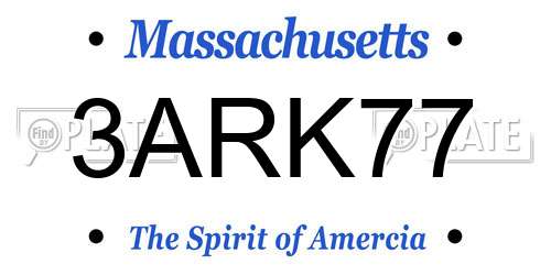 3ARK77 Massachusetts License Plate