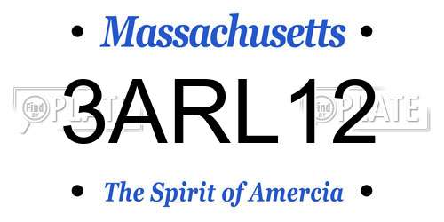 3ARL12 Massachusetts License Plate