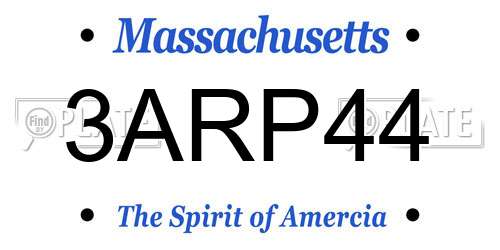 3ARP44 Massachusetts License Plate
