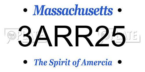 3ARR25 Massachusetts License Plate