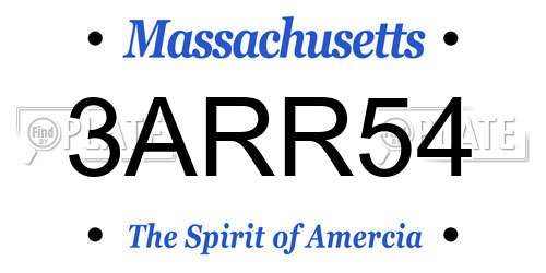 3ARR54 Massachusetts License Plate