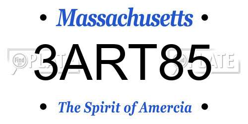 3ART85 Massachusetts License Plate