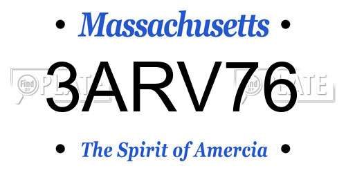 3ARV76 Massachusetts License Plate