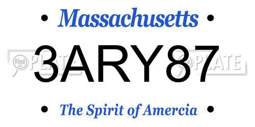 3ARY87 Massachusetts License Plate