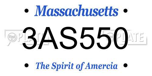 3AS550 Massachusetts License Plate