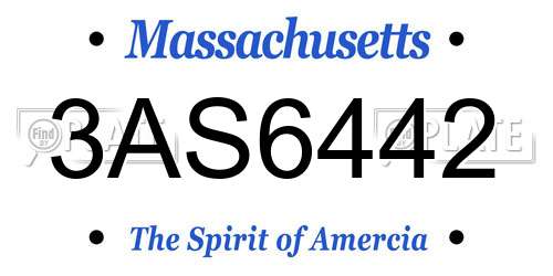 3AS6442 Massachusetts License Plate