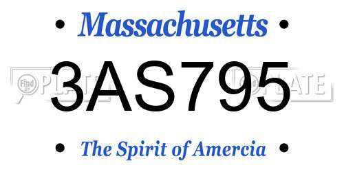 3AS795 Massachusetts License Plate