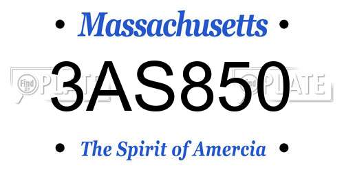 3AS850 Massachusetts License Plate