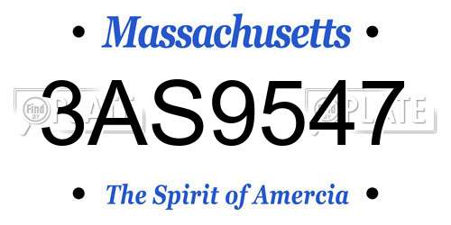 3AS9547 Massachusetts License Plate