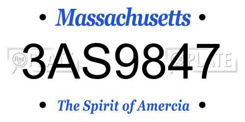 3AS9847 Massachusetts License Plate
