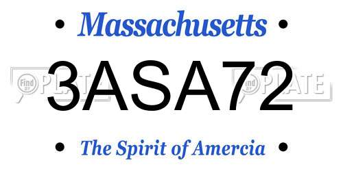 3ASA72 Massachusetts License Plate