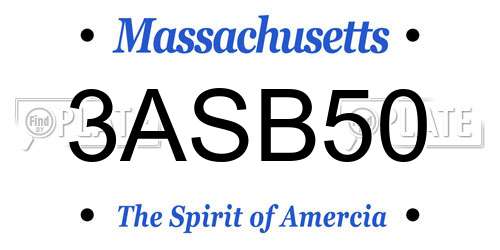3ASB50 Massachusetts License Plate