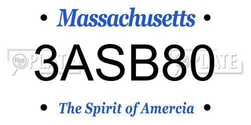 3ASB80 Massachusetts License Plate