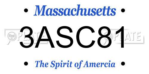 3ASC81 Massachusetts License Plate