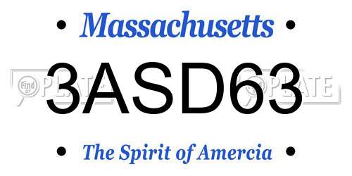 3ASD63 Massachusetts License Plate