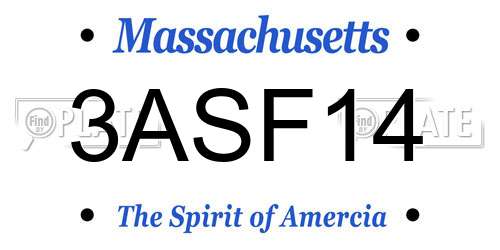 3ASF14 Massachusetts License Plate