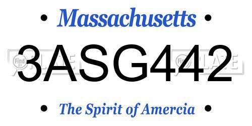 3ASG442 Massachusetts License Plate