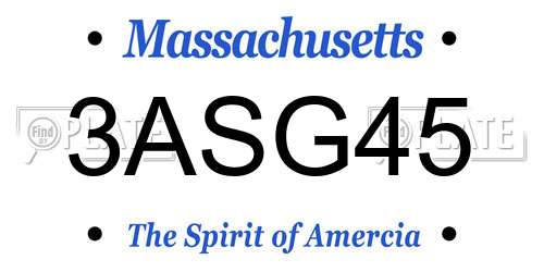 3ASG45 Massachusetts License Plate