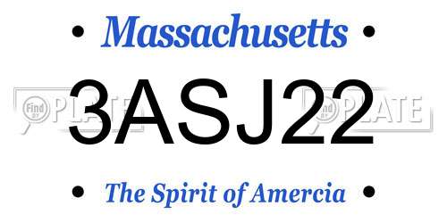 3ASJ22 Massachusetts License Plate