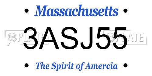 3ASJ55 Massachusetts License Plate