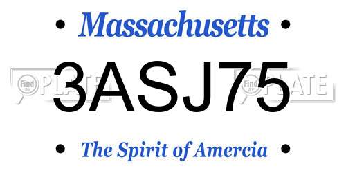 3ASJ75 Massachusetts License Plate