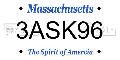 3ASK96 Massachusetts License Plate