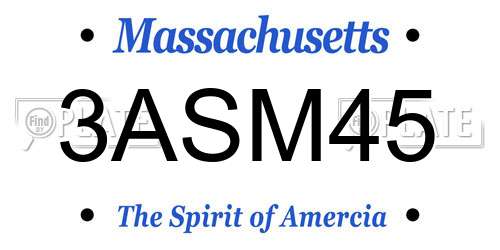 3ASM45 Massachusetts License Plate
