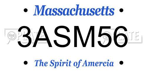 3ASM56 Massachusetts License Plate