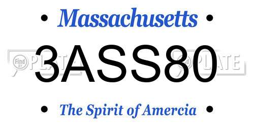 3ASS80 Massachusetts License Plate