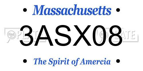 3ASX08 Massachusetts License Plate