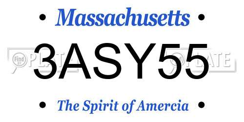 3ASY55 Massachusetts License Plate
