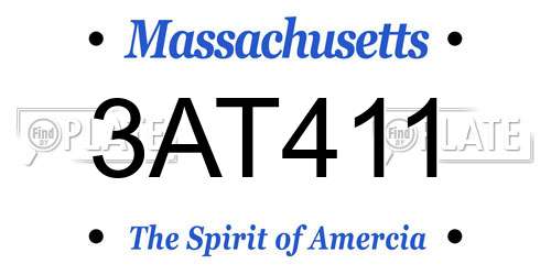 3AT411 Massachusetts License Plate