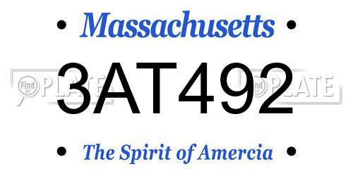 3AT492 Massachusetts License Plate