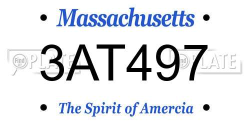 3AT497 Massachusetts License Plate