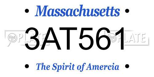 3AT561 Massachusetts License Plate