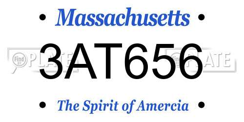 3AT656 Massachusetts License Plate