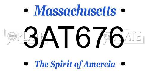 3AT676 Massachusetts License Plate