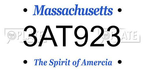 3AT923 Massachusetts License Plate