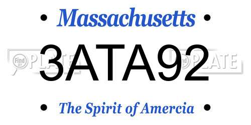 3ATA92 Massachusetts License Plate
