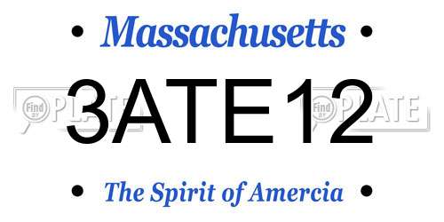 3ATE12 Massachusetts License Plate