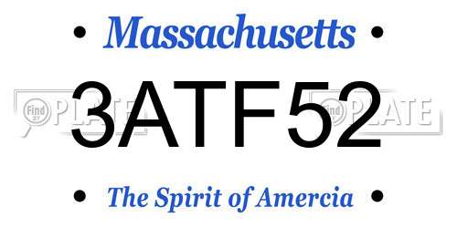 3ATF52 Massachusetts License Plate