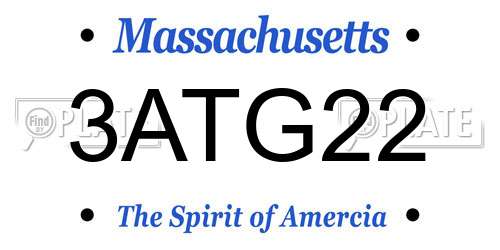 3ATG22 Massachusetts License Plate