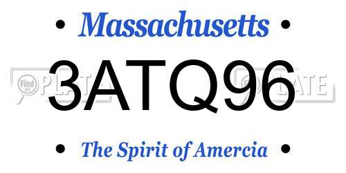 3ATQ96 Massachusetts License Plate