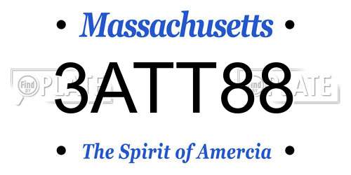 3ATT88 Massachusetts License Plate