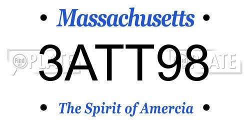 3ATT98 Massachusetts License Plate