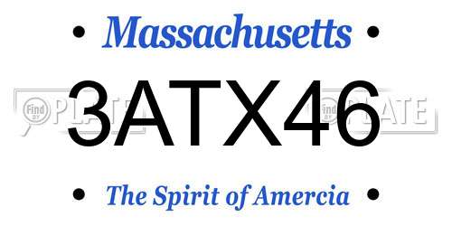 3ATX46 Massachusetts License Plate