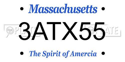 3ATX55 Massachusetts License Plate