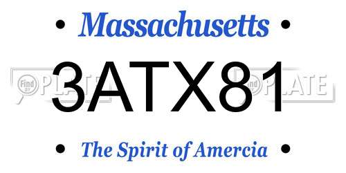 3ATX81 Massachusetts License Plate