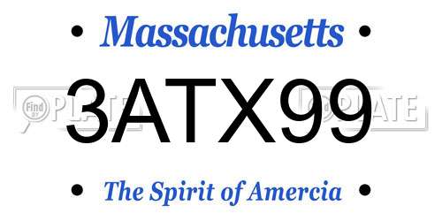 3ATX99 Massachusetts License Plate