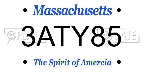 3ATY85 Massachusetts License Plate